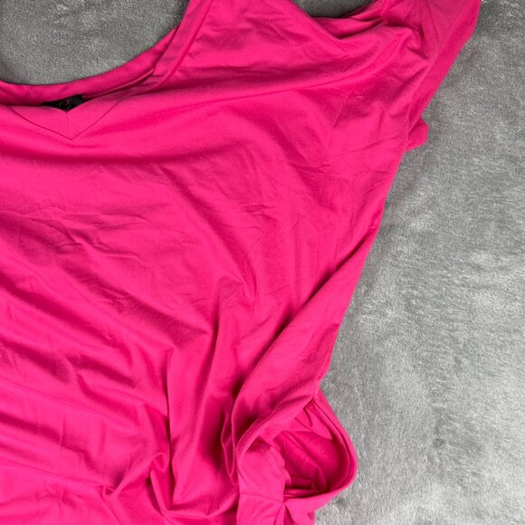 LTX Sportswear S Fuchsia V-Neck Short Sleeve Stretch Casual Dress - Picture 9 of 13